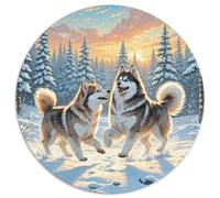 The American Eskimo Dog 1000 Piece Round Jigsaw Challenging & Educational Adults Kids Amily Game Creative for Travel Gifts,Present 1000pcs (67.5x67.5cm)