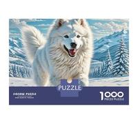 The American Eskimo Dog 1000 Pieces Extra-thick Cardboard DIY Jigsaw Puzzle Loyal Dog Challenging And Educational Creative Game Jigsaw For Home Decoration 52x38cm/1000pcs