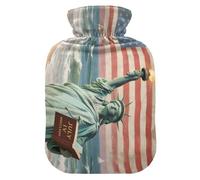 The American Flag Beach hot Water Bottles with Soft Cover, 1L hot Water Bag for Arthritis, Arthritis