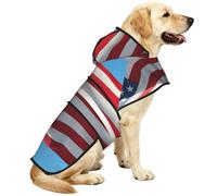 The American Flag In A Blue Sky Waterproof Dog Raincoat And Rain Jacket With Hood, Reflective Strips And Adjustable Belly Strap, Fits Small To Large Dogs