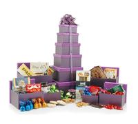 The Amethyst Gift Tower - Sweet & Savoury Hamper with Award Winning Food, Chocolates & Cookies - 53cm Tall Tower in 6 Large Gift Boxes Wrapped with Ribbon