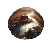 The ancient fairyland Reusable shower cap - double-layer waterproof, elastic, environmentally friendly daily use shower cap