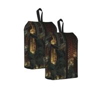 The Ancient Library Printed Travel Shoe Storage Bag Waterproof Jacquard Fabric is Lightweight, with Strong Handle and Central Zipper.