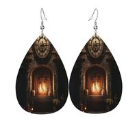 The ancient magic furnace Women's Teardrop Leather Earrings - Lightweight PVC Dangle Earrings, 925 Silver Hooks, Double-Sided Prints | Hypoallergenic Gift