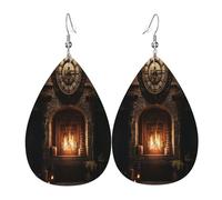 The ancient magic furnace Women's Teardrop Leather Earrings - Lightweight PVC Dangle Earrings, 925 Silver Hooks, Double-Sided Prints | Hypoallergenic Gift