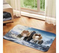 The Ancient Mammoth Pet Food Mat 23.62x15.71in Absorbent Non-Slip PU Leather Feeding Mat for Dogs Cats Rubber Bottom Fast Drying Rollable Pet Bowl Placemat