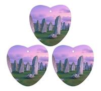 The Ancient Stone Circle of Callanish Islands 3 Pcs Automotive Air Fresheners Mirror Aromatherapy Tablets Ornament Car Fragrance Scented Cards Love form