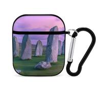 The Ancient Stone Circle of Callanish Islands Compatible with Airpod 1/2 Case PC Scratch-Resistant Drop-Proof Protective Cover with Keychain Black-style