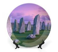 The Ancient Stone Circle of Callanish Islands Decorative Plate with Display Stand Ceramic Art Crafts Ornaments for Home Office Wall Decor 6inch