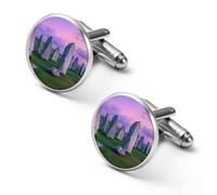 The Ancient Stone Circle of Callanish Islands Men's Novelty Cufflinks Alloy Tuxedo Shirt Studs Cuff Links Lightweight Jewelry Gift 1.7cm