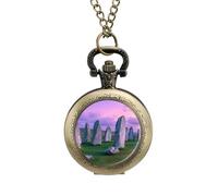 The Ancient Stone Circle of Callanish Islands Men's Pocket & Fob Watches Analogue Display Quartz Watch with Chain for Birthday Christmas Father's Day Coppery-Style