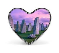 The Ancient Stone Circle of Callanish Islands Novelty Brooches & Pins Heart Personalised Metal Lapel Badge With Butterfly Clutch Clasp