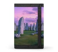The Ancient Stone Circle of Callanish Islands Trifold Men's Wallets with 8 Card Slots & Key Hook Slim Travel Purse Money Clip
