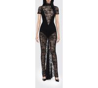 THE ANDAMANE Palma High-Neck Long Lace Evening Gown with Short Sleeves - Size: 42 - female
