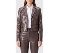 THE ANDAMANE Slim Fit Single-Breasted Faux Leather Blazer - Size: 42 - female