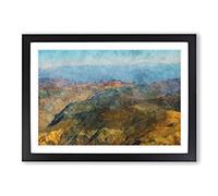 The Andes Mountains in Argentina Chile Painting Framed Print | A2 Black Framed Wall Art | Ready to Hang | Modern Landscape Picture | Living Room Bedroom Lounge Office