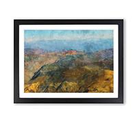 The Andes Mountains In Argentina Chile Painting Modern Art Framed Print | A4 Black Framed Wall Art | Ready to Hang | Modern Landscape Picture | Living Room Bedroom Lounge Office