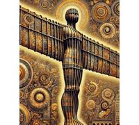 The Angel of the North, Gustav Klimt Style Notebook: Paperback, 100 pages, lined 8 x 10 inches