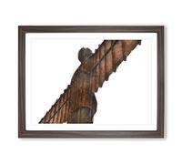 The Angel Of The North In Gateshead Painting Modern Art Framed Wall Art Print, Ready to Hang Picture for Living Room Bedroom Home Office Décor, Walnut A3 (46 x 34 cm)