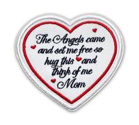 The Angels Came and Set Me Free Patch 3 Inches Loving Memory Heart Family Memories, Iron On/Sew On Embroidery Fabric Applique Patches for Trucker Hats Clothes Mom Dad Grandparents Gifts (Style 1 Mom)