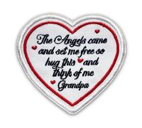The Angels Came and Set Me Free Patch 3 Inches Loving Memory Heart Family Memories, Iron On/Sew On Embroidery Fabric Applique Patches for Trucker Hats Clothes Mom Dad Gifts (Style1 Grandpa)