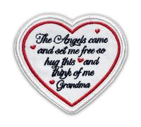 The Angels Came and Set Me Free Patch 3 Inches Loving Memory Heart Family Memories, Iron On/Sew On Embroidery Fabric Applique Patches for Trucker Hats Clothes Mom Dad Gifts (Style1 Grandma)