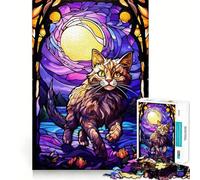 The Anggora Cat Moon Stain Jigsaw Puzzle 1000 Piece for Adults Strong Logic Toy Anxiety Relief Clear Edge Festival Gift (50x75cm)