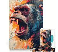 The Angry Gorilla Jigsaw Puzzles 1000 Pieces for Adults Memory Boost Warm Time Image Assembly Fine Art Piece (38x26cm)