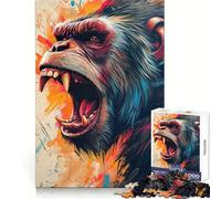 The Angry Gorilla Jigsaw Puzzles 1000 Pieces for Adults Memory Boost Warm Time Image Assembly Fine Art Piece (38x26cm)