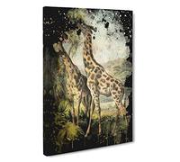 The Animal Kingdom 1897 Giraffes Canvas Print | Gallery Wrapped 30mm Frame Wall Art | 30x20 inches | Ready to Hang | Retro Animals Picture | Living Room Bedroom Lounge Office