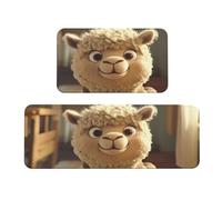 The Animated Alpaca Has Big Eyes Rug Cushioned Kitchen Rugs Sets Of 2 Comfort Standing Mat For Home Decor Sink,Kitchen Mats For Floor Non Slip Washable ，Laundr 17"X47"+17"X30"