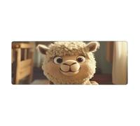 The Animated Alpaca Has Big Eyesfloral Print Mousepad Laptop Keyboard Mat Large Mouse Pad With Stitched Edges Long Non-Slip Rubber Base Spring Desk Pad For Office Home Desk Decor, 31.5" X 11.8"