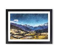 The Annapurna Circuit in Nepal Painting Framed Print | A2 Black Framed Wall Art | Ready to Hang | Modern Historical Picture | Living Room Bedroom Lounge Office