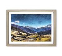 The Annapurna Circuit in Nepal Painting Framed Print | A2 Oak Framed Wall Art | Ready to Hang | Modern Historical Picture | Living Room Bedroom Lounge Office
