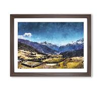 The Annapurna Circuit In Nepal Painting Modern Art Framed Print | A4 Walnut Framed Wall Art | Ready to Hang | Modern Historical Picture | Living Room Bedroom Lounge Office
