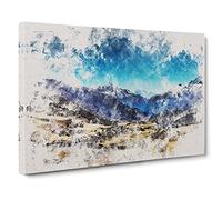 The Annapurna Circuit In Nepal Watercolour Canvas Print for Living Room Bedroom Home Office Décor, Wall Art Picture Ready to Hang, 30 x 20 Inch (76 x 50 cm)