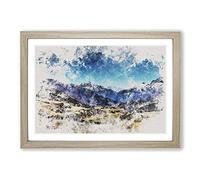 The Annapurna Circuit in Nepal Watercolour Framed Print | A2 Oak Framed Wall Art | Ready to Hang | Modern Historical Picture | Living Room Bedroom Lounge Office