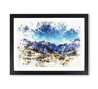 The Annapurna Circuit In Nepal Watercolour Modern Framed Print | A2 Black Framed Wall Art | Ready to Hang | Modern Historical Picture | Living Room Bedroom Lounge Office