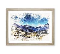 The Annapurna Circuit In Nepal Watercolour Modern Framed Print | A2 Oak Framed Wall Art | Ready to Hang | Modern Historical Picture | Living Room Bedroom Lounge Office