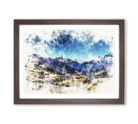 The Annapurna Circuit In Nepal Watercolour Modern Framed Print | A4 Walnut Framed Wall Art | Ready to Hang | Modern Historical Picture | Living Room Bedroom Lounge Office