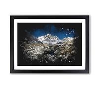 The Annapurna Sanctuary in Nepal Paint Splash Framed Print | A2 Black Framed Wall Art | Ready to Hang | Modern Nature Picture | Living Room Bedroom Lounge Office