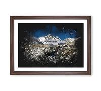The Annapurna Sanctuary in Nepal Paint Splash Framed Print | A2 Walnut Framed Wall Art | Ready to Hang | Modern Nature Picture | Living Room Bedroom Lounge Office