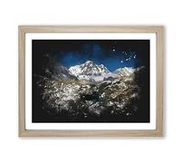 The Annapurna Sanctuary In Nepal Paint Splash Modern Art Framed Print | A3 Oak Framed Wall Art | Ready to Hang | Modern Nature Picture | Living Room Bedroom Lounge Office