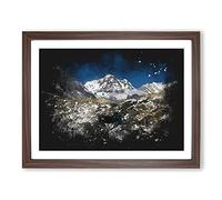 The Annapurna Sanctuary In Nepal Paint Splash Modern Art Framed Wall Art Print, Ready to Hang Picture for Living Room Bedroom Home Office Décor, Walnut A3 (46 x 34 cm)