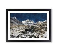 The Annapurna Sanctuary in Nepal Painting Framed Print | A2 Black Framed Wall Art | Ready to Hang | Modern Historical Picture | Living Room Bedroom Lounge Office
