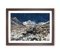 The Annapurna Sanctuary In Nepal Painting Modern Art Framed Print | A3 Walnut Framed Wall Art | Ready to Hang | Modern Historical Picture | Living Room Bedroom Lounge Office