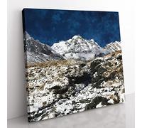 The Annapurna Sanctuary In Nepal Painting Modern Canvas Wall Art Print Ready to Hang, Framed Picture for Living Room Bedroom Home Office Décor, 50x50 cm (20x20 Inch)