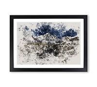 The Annapurna Sanctuary in Nepal Watercolour Framed Print | A2 Black Framed Wall Art | Ready to Hang | Modern Historical Picture | Living Room Bedroom Lounge Office