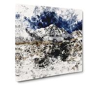 The Annapurna Sanctuary In Nepal Watercolour Modern Canvas Wall Art Print Ready to Hang, Framed Picture for Living Room Bedroom Home Office Décor, 14x14 Inch (35x35 cm)