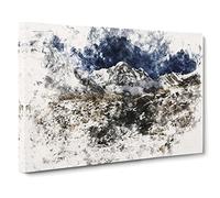 The Annapurna Sanctuary In Nepal Watercolour Modern Canvas Wall Art Print Ready to Hang, Framed Picture for Living Room Bedroom Home Office Décor, 24x16 Inch (60x40 cm)
